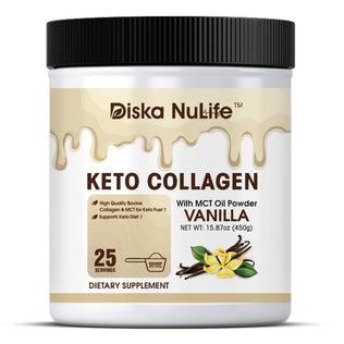 Diska Nulife Keto Collagen Plus, Vanilla | 450 g (25 servings) |  Grass Fed Bovine Collagen Peptides
