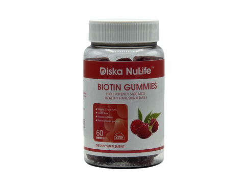 Diska Nulife Biotin Gummies High Potency 5000 MCG for Healthy Hair, Skin & Nails Vegan, Non-GMO & Gluten Free Supplement, Chewable Dietary Supplement-60 Gummies