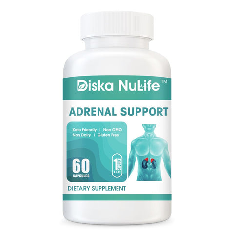 Diska Nulife Adrenal Support - 60 Capsules | Adrenal Fatigue Reverse Supplement General Health PLS 