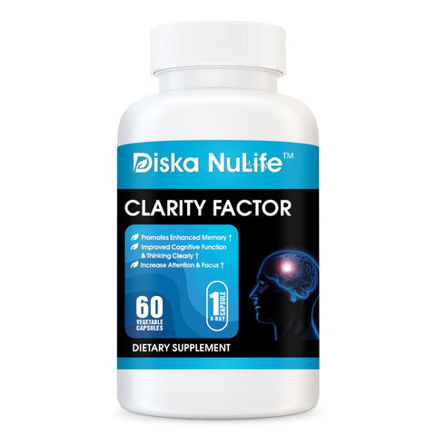 Diska Nulife Clarity Factor Brain Support | Improve Memory Boost Focus | 60 capsules Nootropics PLS 