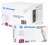 LW Concept Disposable Vinyl Gloves | 3.5 Mil Clear Latex & Powder Free Plastic Gloves, 1000 Count, X - Large Size