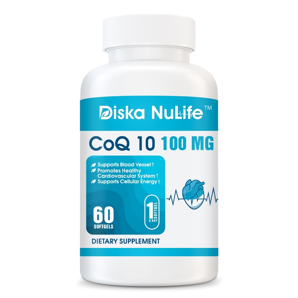 Diska Nulife - CoQ10 | Support Heart Blood Pressure, Dietary Supplements, White - 60 Softgels