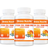 Diska Nulife Omega 3 Fish Oil - 2500mg Lemon Flavor | 60 Softgels | Healthy source of Omega-3's Omegas PLS 