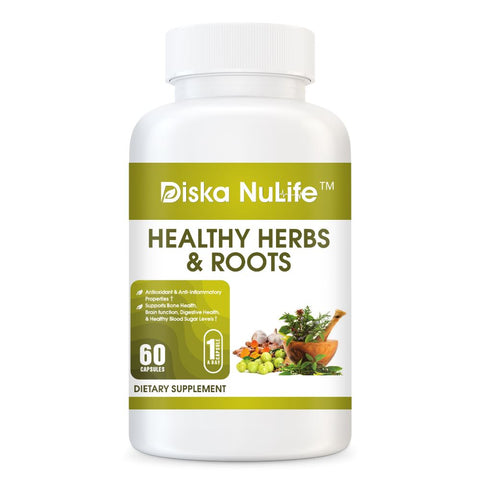 Diska Nulife Healthy Herbs & Roots | Turmeric Ashwagandha Cinnamon Brahmi | 60 Capsules Herbal Extracts PLS 