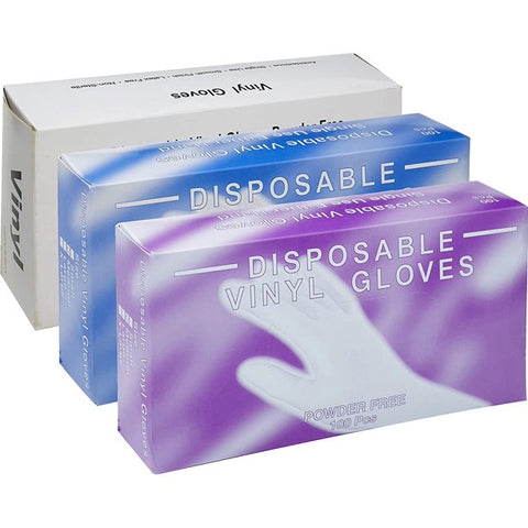 Powder Free, Latex Free, Disposable Vinyl Gloves, Size Extra Large, 10 Packs of 100 Gloves (1,000 gloves) - Disposable Vinyl Gloves XL